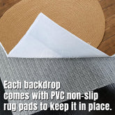 Aperturee - Aperturee Taupe Oval Rug Wood Fabric Floor Backdrop For Photo